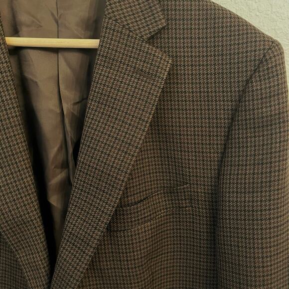 Lauren Ralph Lauren Wool Blazer Mens 44L Houndstooth Brown Sport Coat Jacket - Picture 7 of 16